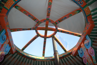 Intérieur d'une yourte de Mongolie
