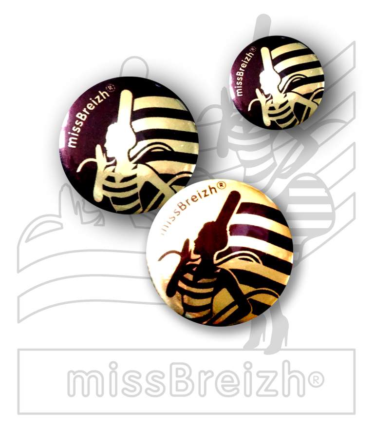 Badge breton doré avec sérigraphie noire missBreizh®