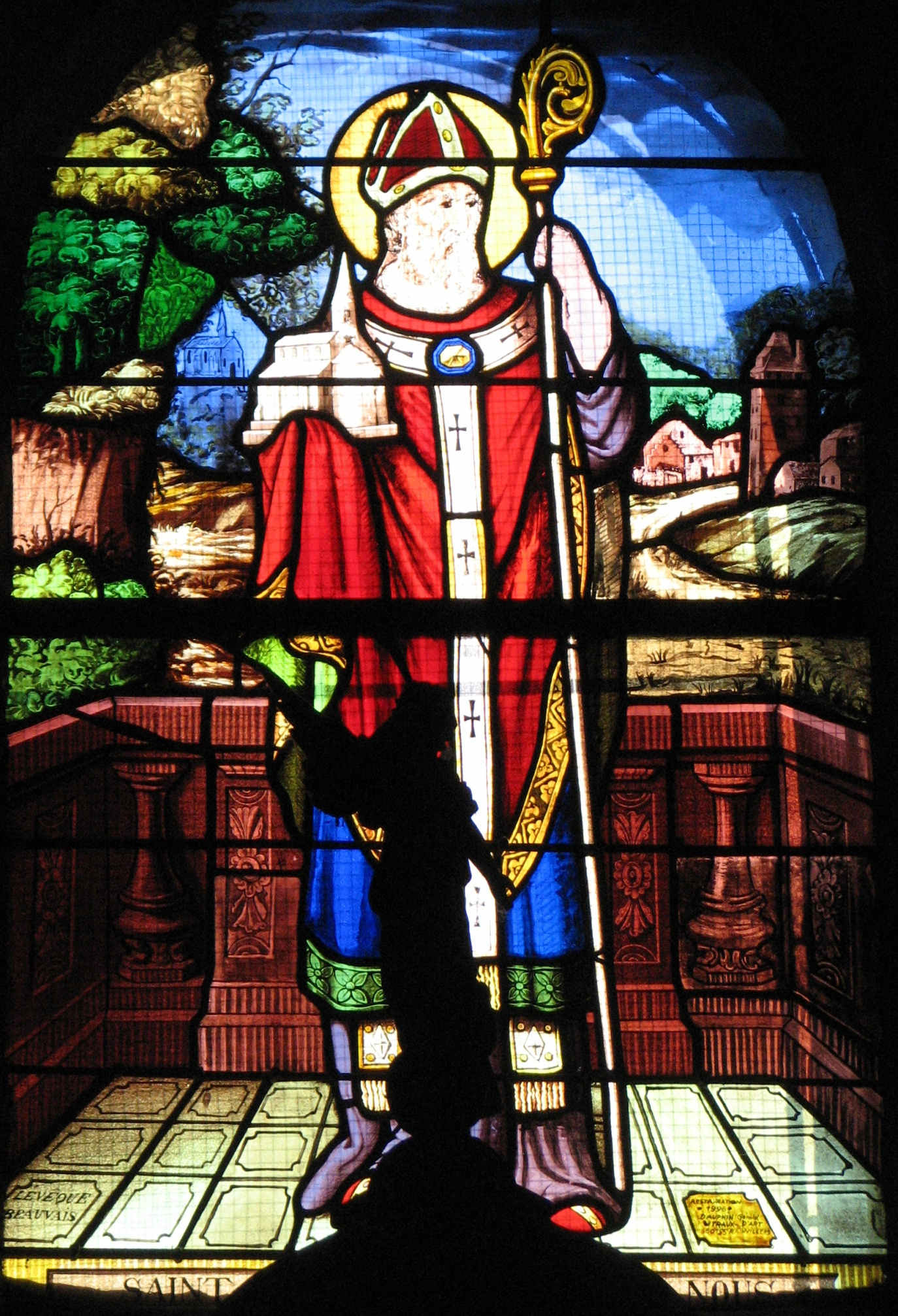 Muidorge : vitrail représentant Saint Lucien