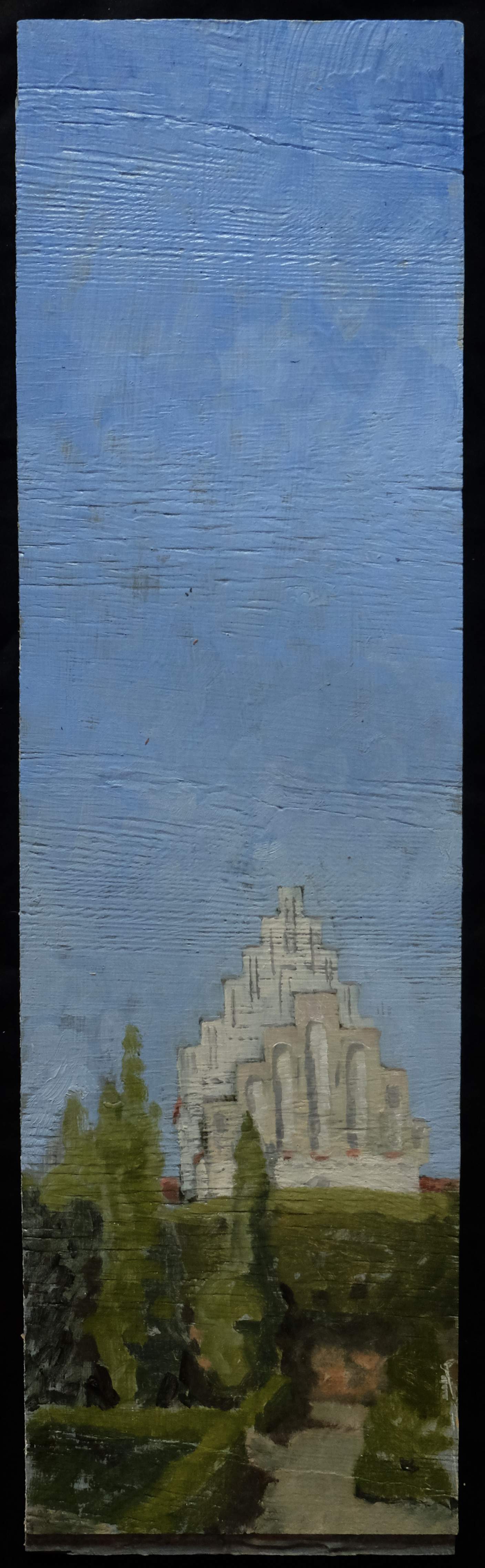 på Møn, Elmelunde, DK, huile sur bois, 16x60 cm