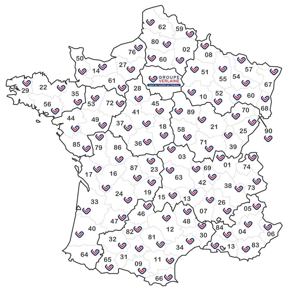 carte de la France Groupe Verlaine