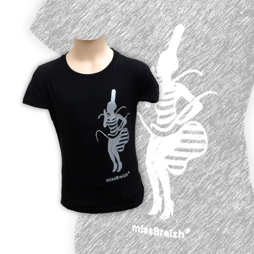 T-shirt breton fille - noir sérigraphie argent missBreizh©