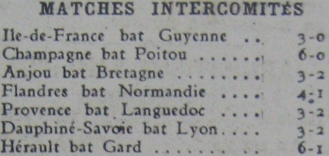 Matches intercomités en 1943