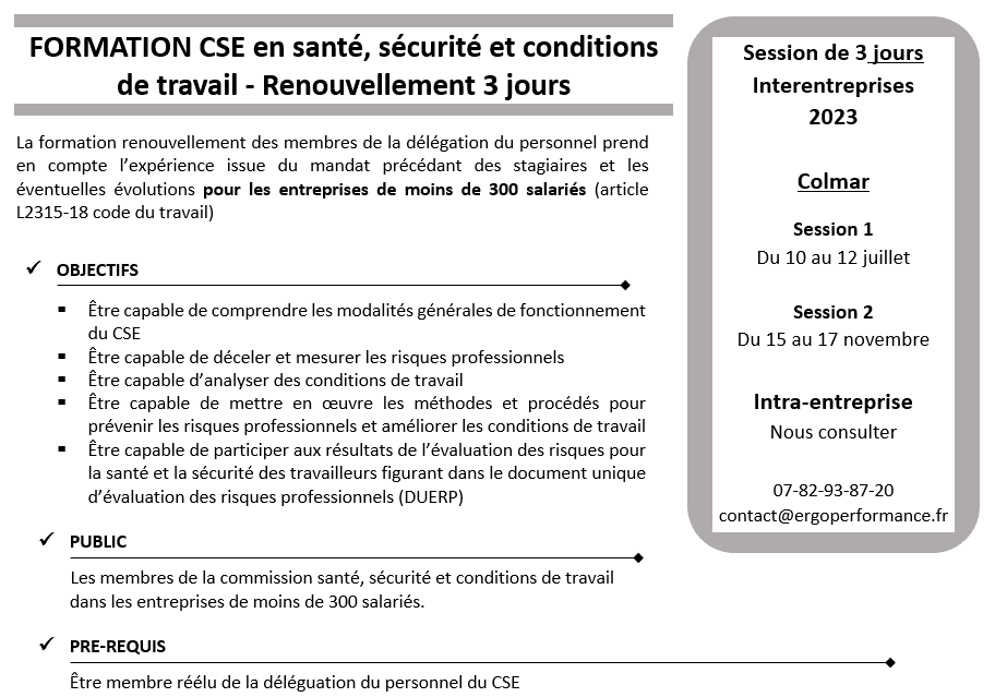Formation CSE / CSSCT Alsace