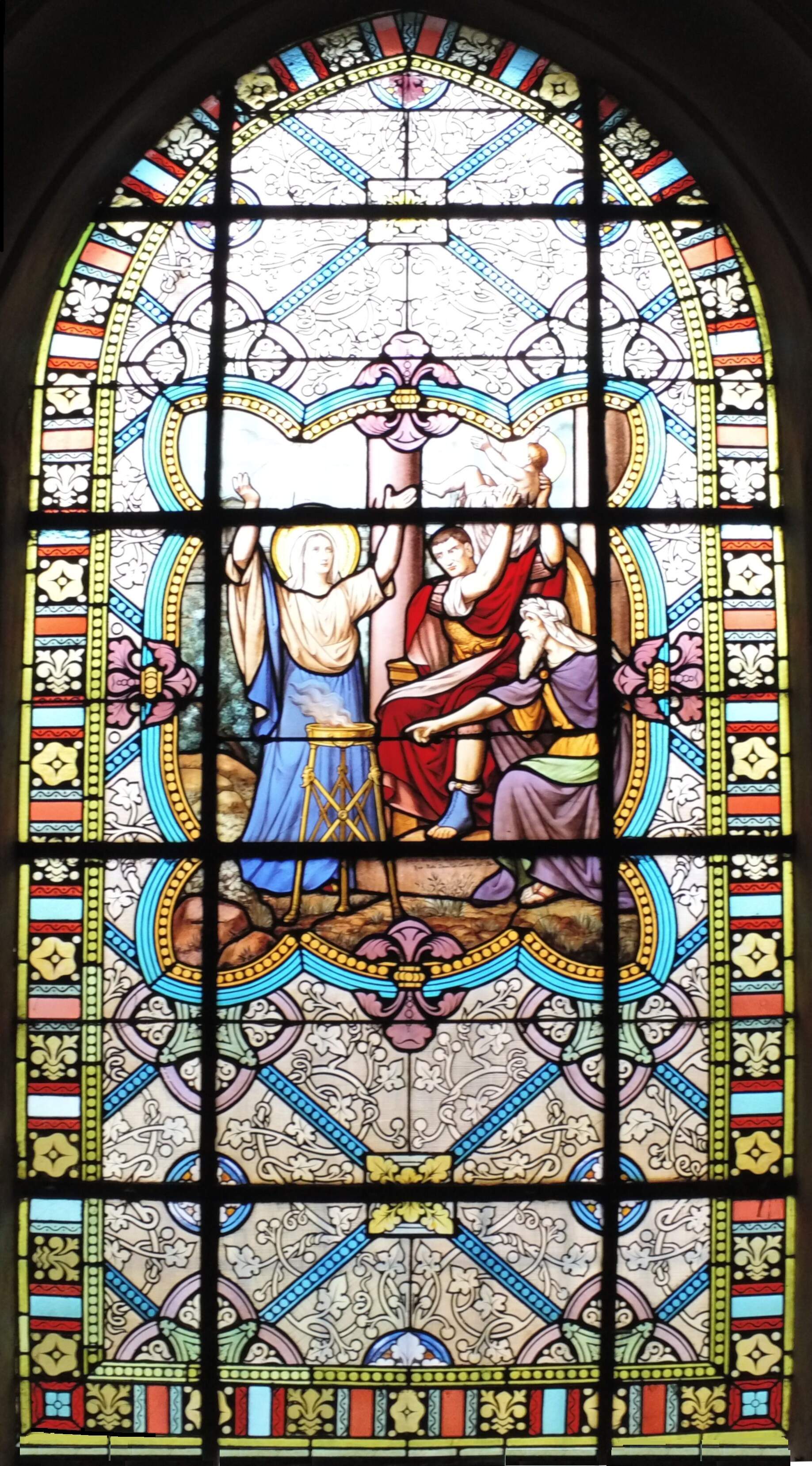 Villejuif : vitrail figurant le martyr de saint Cyr et sainte Julitte