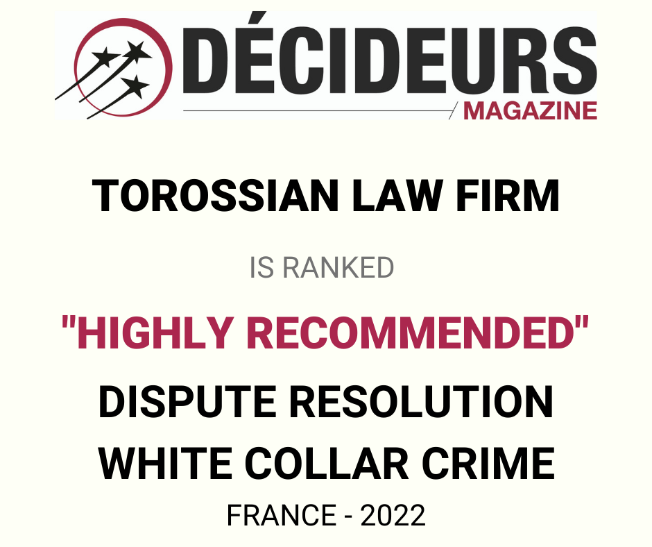 سيفاك طوروسيان للمحاماة فرنسا القانون الجنائي –  جرائم ذوي الياقات البيضاء
