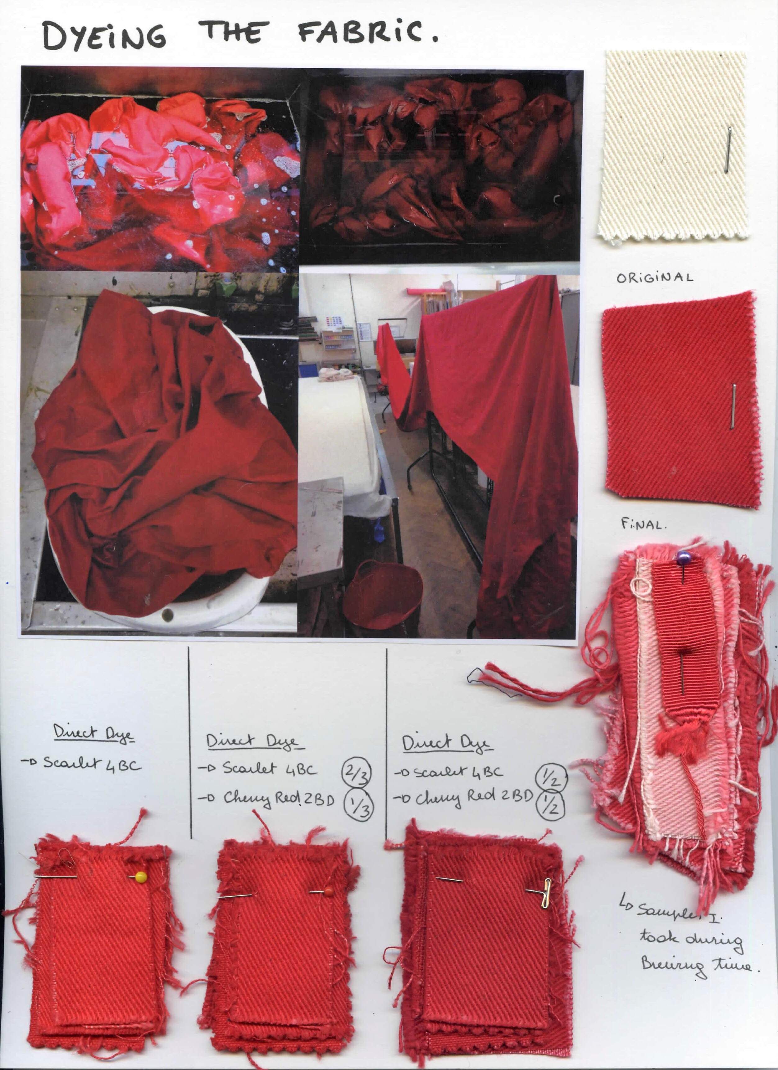 Dyeing process sheet for my “Hippolyte et Aricie” costume. Dirct dyes mix.
