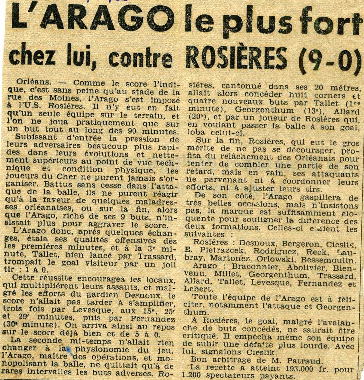 AS Orléans-USR 9-0 le 19-09-1956