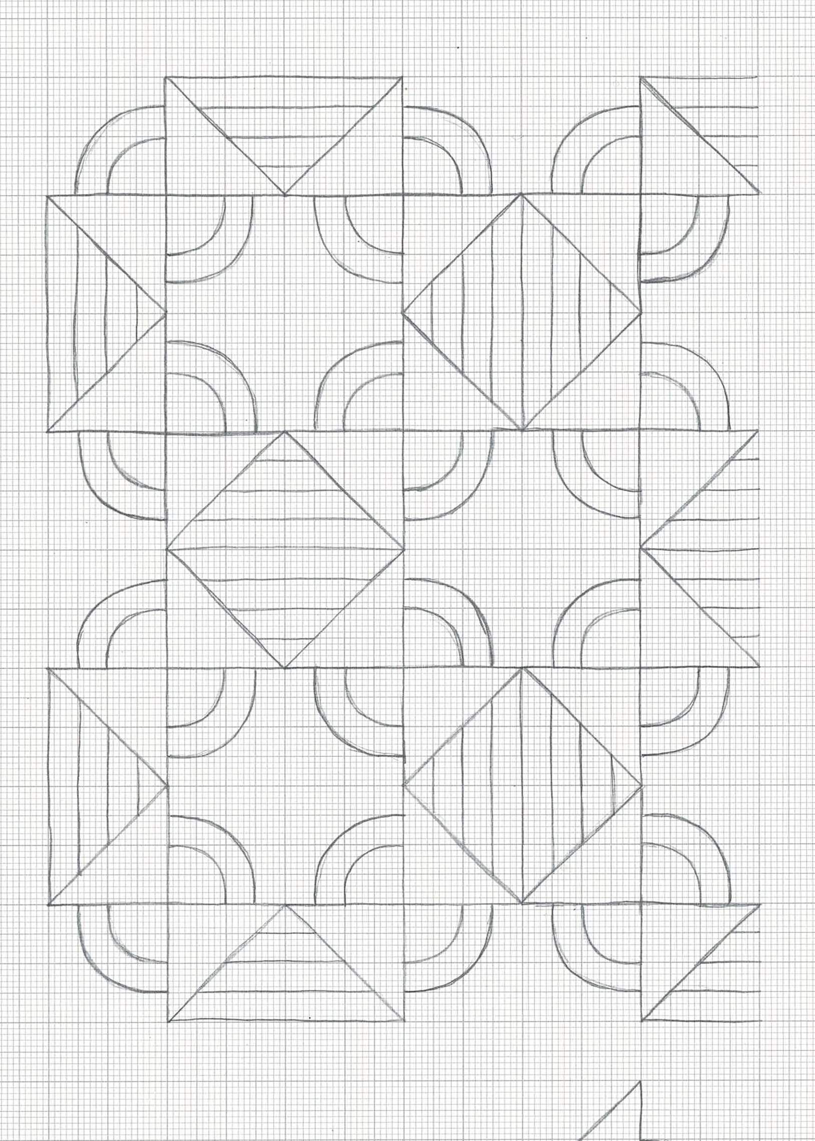 Repeat pattern, pencil, 2023.