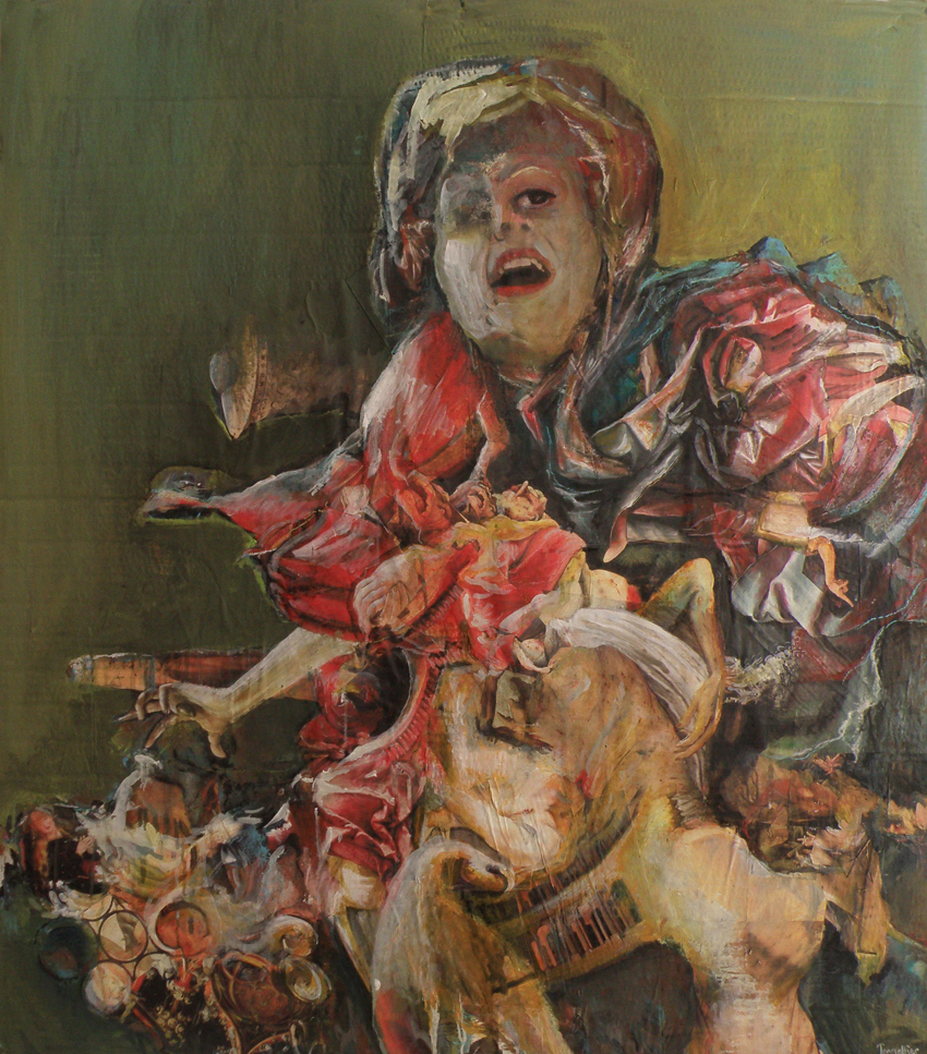 2007 - Collage et huile sur carton - 90x90 cm