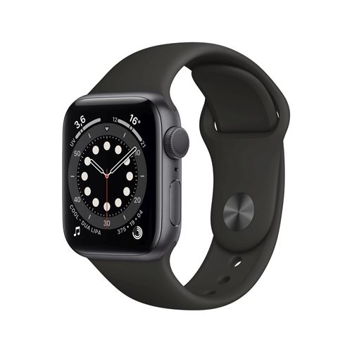Apple Watch Series 6 GPS, 40mm boitier aluminium gris sidéral avec bracelet sport noir