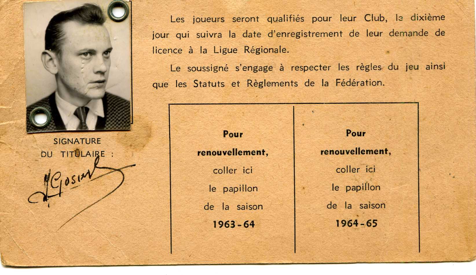 Licence de Mieczyslaw GOSCINSKI 1962-63