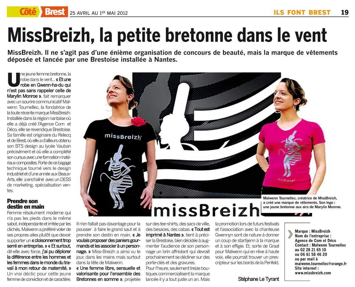 missBreizh® la petite bretonne dans le vent - article de presse bretonne - ACTU BREST