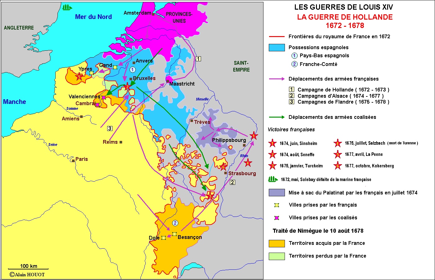 Louis XIV la guerre de Hollande (carte)