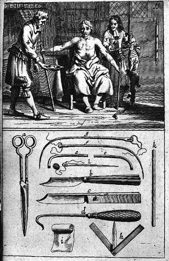 Instruments de chirurgie du XVIIIe