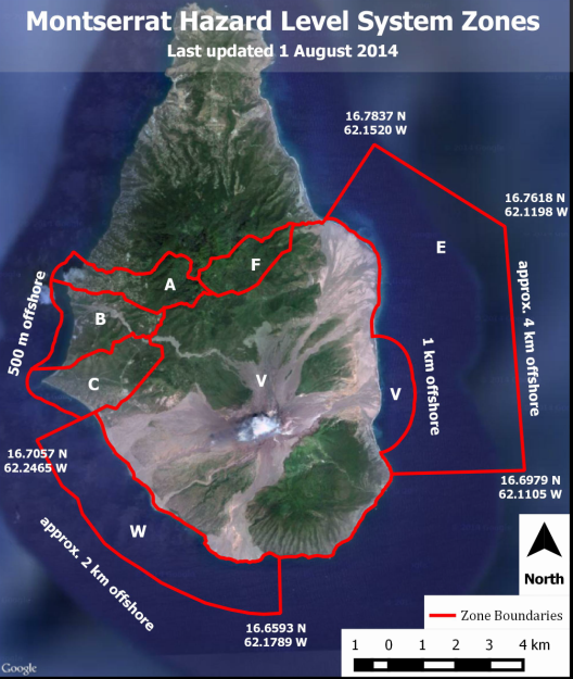 Système d'Alerte et zones à Montserrat