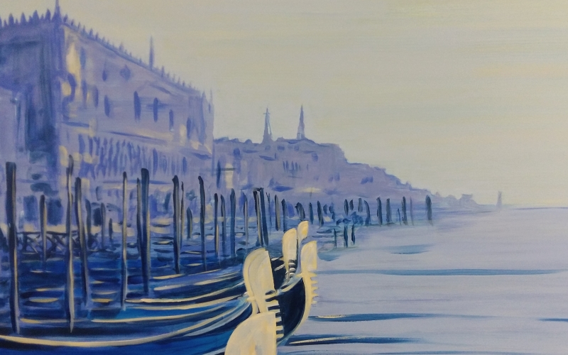 Détail - La lagune et les palais vénitiens - Format 116 x 73 cm