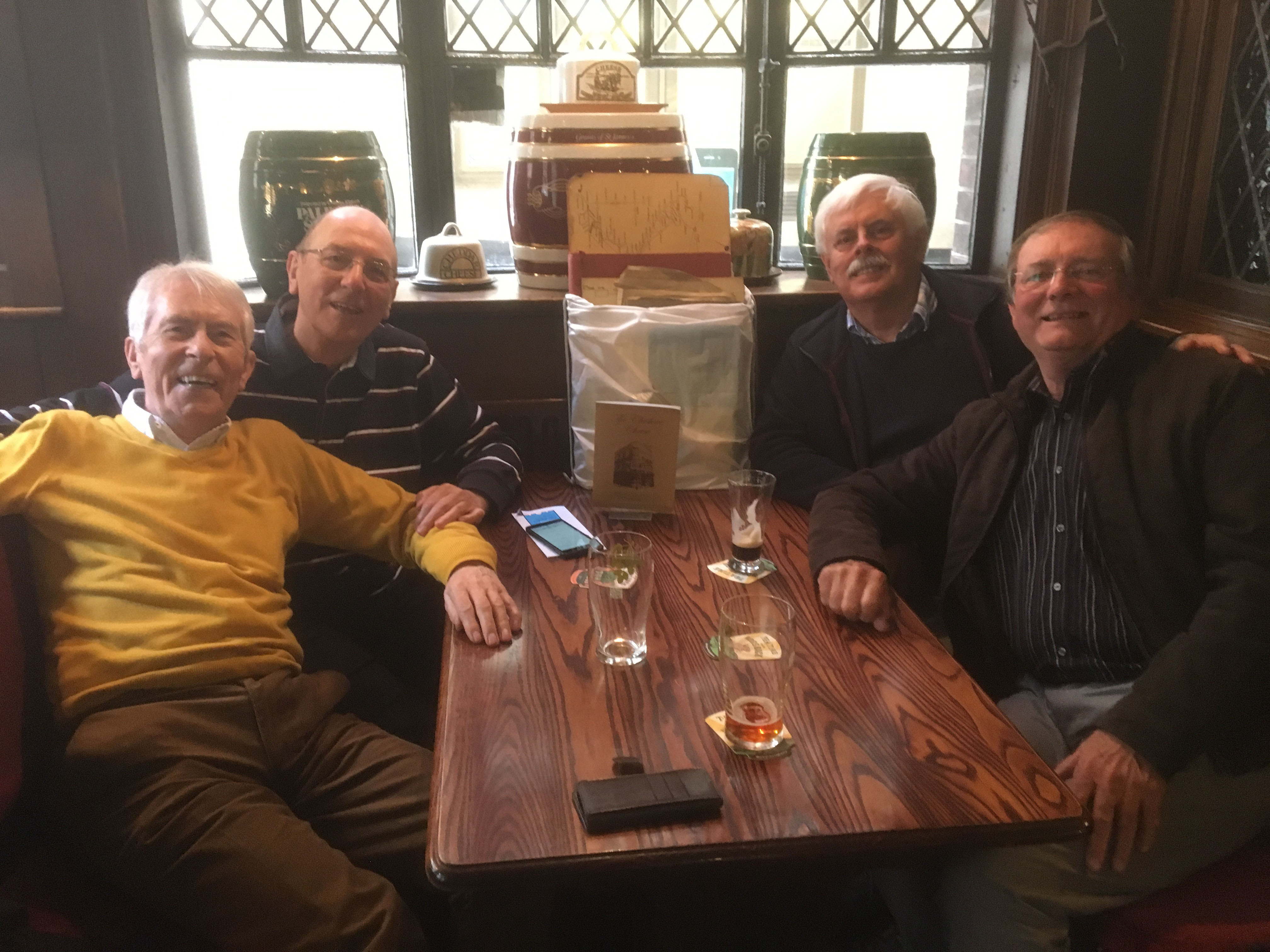 In the Cheshire Cheese. L to R, Jim Malone, Ron Shepherd, Geoff Boudreau & Jim Grant