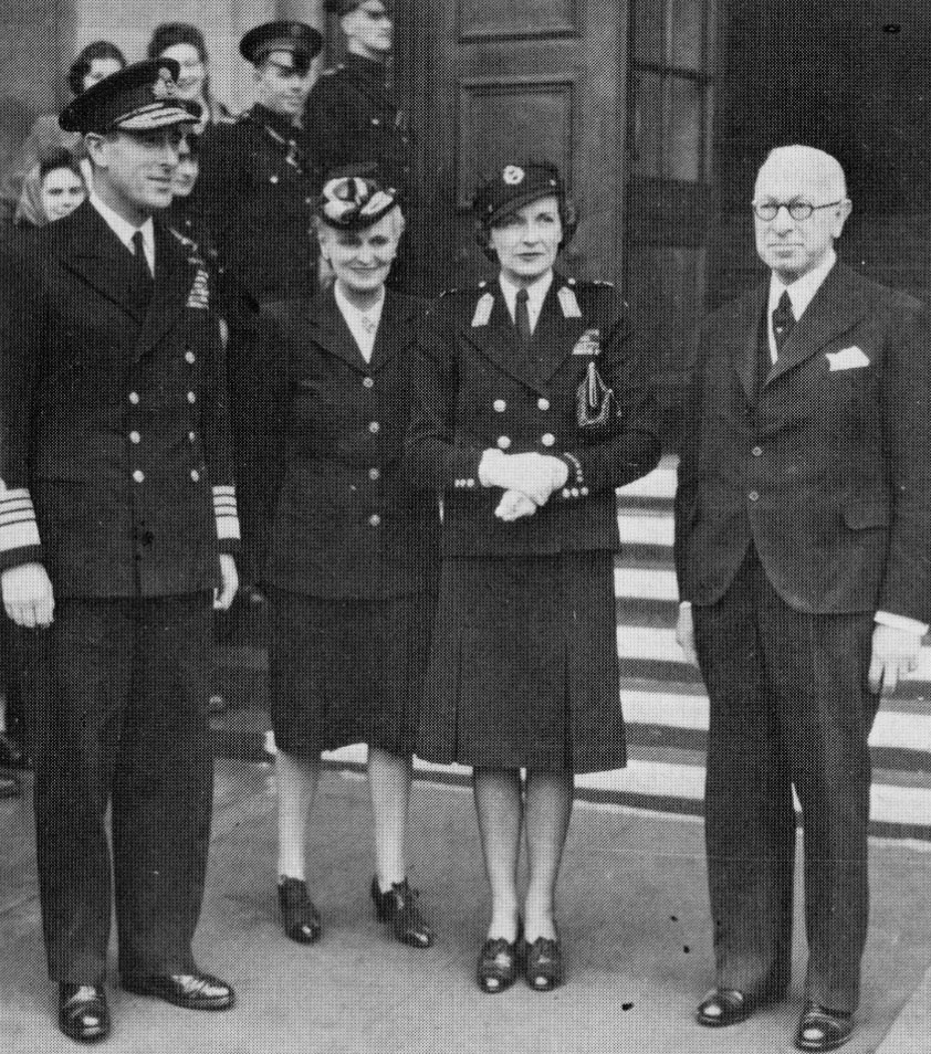 Lord and Lady Mountbatten on their visit to EH in 1946, welcomed by Sir Edward and Lady Wilshaw.