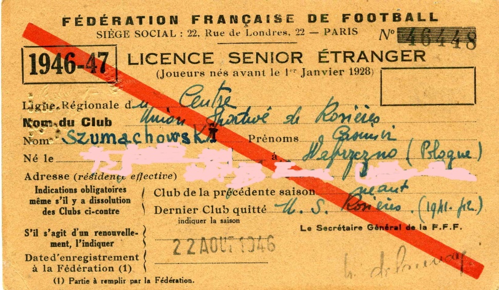 Recto Licence Senior Étranger Szumachowski 1946