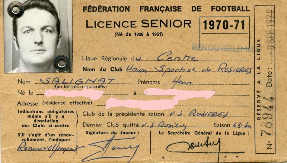 Licence Senior Henri Salignat 1970-71